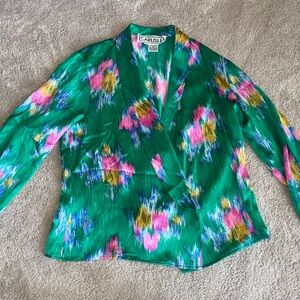 Vintage Carlisle Green Floral blouse/ jacket